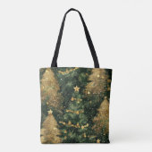 GROENE EN GOUDEN WINTERVAKANTIE KERSTBOMEN TOTE BAG (Achterkant)