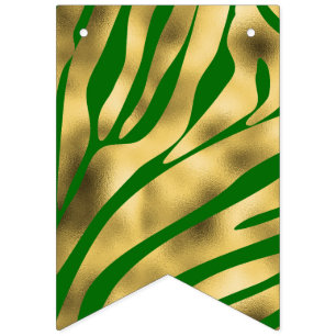Groene en Gouden Zebra Vlaggetjes