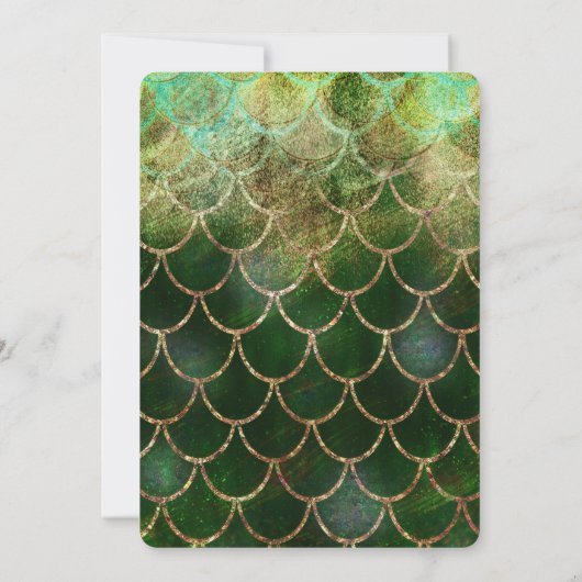 Groene en gouden zeemeerminnen voor het glam Vrijg Kaart (Achterkant)