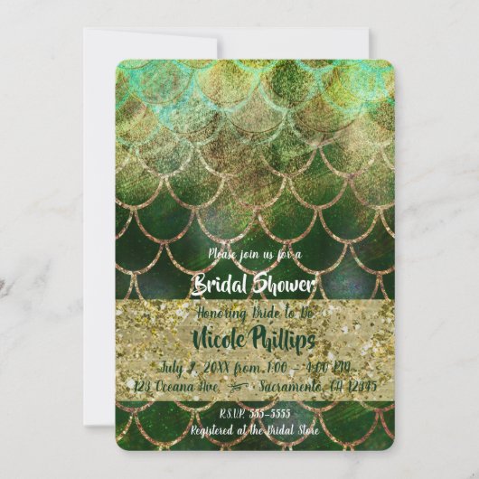 Groene en gouden zeemeerminnen voor het glam Vrijg Kaart (Voorkant)