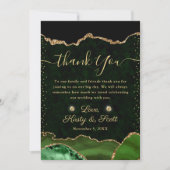 Groene en goudfaux Glitter Agate Wedding Bedankkaart (Voorkant)