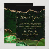 Groene en goudfaux Glitter Agate Wedding Bedankkaart (Voorkant / Achterkant)