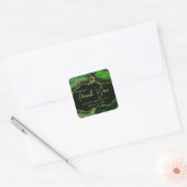 Groene en goudfaux Glitter Agate Wedding Vierkante Sticker (Envelop)