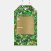 Groene en goudfeestdag Wreath Cadeaulabel (Achterkant)