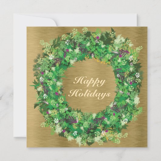 Groene en goudfeestdag Wreath Feestdagenkaart (Voorkant)
