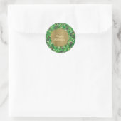 Groene en goudfeestdag Wreath Ronde Sticker (Tas)