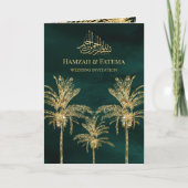 Groene en goudglitter Datum Palm Muslim Wedding (Voorkant)