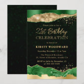Groene en goudglitter Glam Tears 21e verjaardag Kaart (Voorkant / Achterkant)
