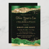 Groene en goudglitterscheuren nieuwjaarsdag kaart (Voorkant / Achterkant)