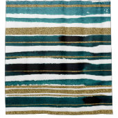 Groene en goudglitterstrepen douchegordijn (Voorkant)