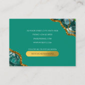 Groene en goudgrijs Geode Glitter Monogram Marmer Visitekaartje (Achterkant)