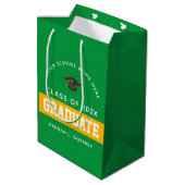 Groene en goudhoudende Afstuderen - Aangepast Medium Cadeauzakje (Achterkant Gekanteld)