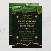 Groene en goudkleurige Agate Marmer Wedding Kaart (Voorkant / Achterkant)