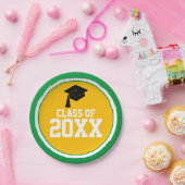 Groene en goudkleurige jaargang papieren bordje (Feest)