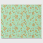 Groene en goudkleurige planten en bladeren cadeaupapier (Vlak)