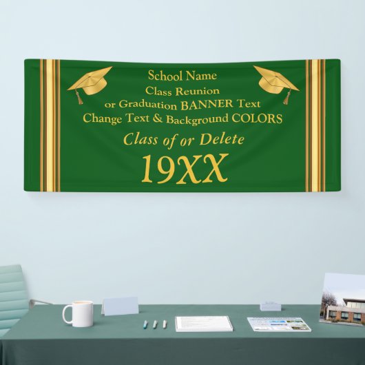 Groene en goudkleurige reübanner of Afstuderen Spandoek (Beurs)