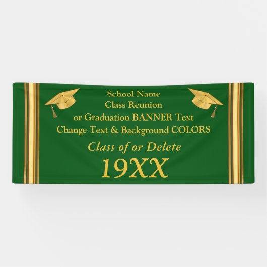 Groene en goudkleurige reübanner of Afstuderen Spandoek (Horizontaal)