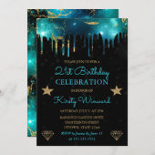 Groene en goudmakreel 21ste verjaardag kaart (Voorkant / Achterkant)