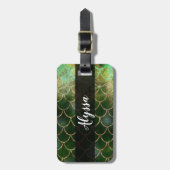 Groene en goudmakreelvis bagagelabel (Voorkant verticaal)