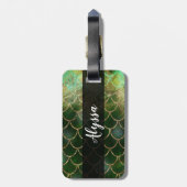 Groene en goudmakreelvis bagagelabel (Achterkant verticaal)