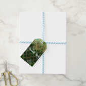 Groene en goudmakreelvis cadeaulabel (Met Touw)