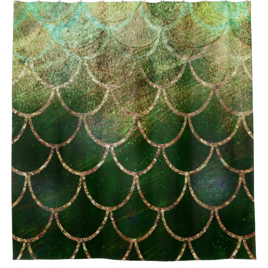 Groene en goudmakreelvis douchegordijn (Voorkant)
