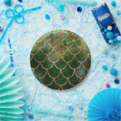 Groene en goudmakreelvis papieren bordje (Feest)