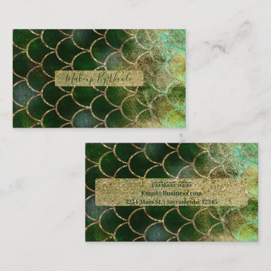 Groene en goudmakreelvis visitekaartje (Voorkant / Achterkant)