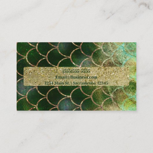 Groene en goudmakreelvis visitekaartje (Achterkant)