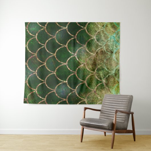 Groene en goudmakreelvis wandkleed (In Situ (horizontaal))