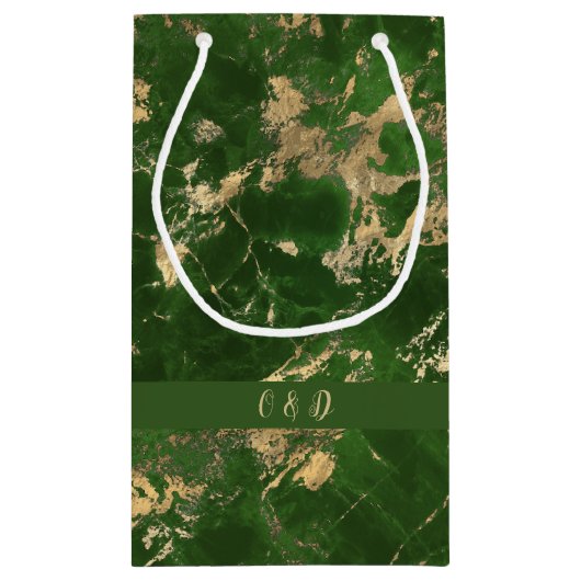 Groene en goudmarmer klein cadeauzakje (Achterkant)