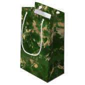 Groene en goudmarmer klein cadeauzakje (Achterkant Gekanteld)