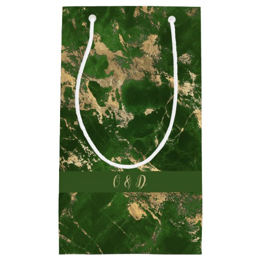 Groene en goudmarmer klein cadeauzakje (Voorkant)