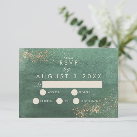 Groene en goudmoderne Waterverf RSVP Informatiekaartje (Staand voorkant)