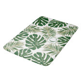 Groene en goudtropische bladeren en monogram badmat (Gekanteld)