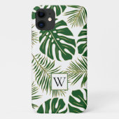 Groene en goudtropische bladeren en monogram Case-Mate iPhone case (Achterkant)