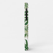 Groene en goudtropische bladeren en monogram Case-Mate iPhone case (Achterkant/links)