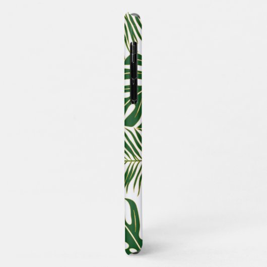 Groene en goudtropische bladeren en monogram Case-Mate iPhone case (Achterkant/links)