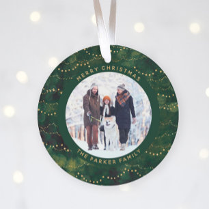 Groene en goudvlakte   Twee familiefoto's Ornament