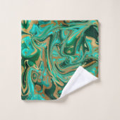 Groene en goudvloeibare marmer bad handdoek (Wasdoekje)