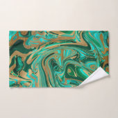 Groene en goudvloeibare marmer bad handdoek (Handdoek)