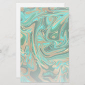 Groene en goudvloeibare marmer briefpapier (Voorkant / Achterkant)