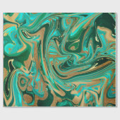 Groene en goudvloeibare marmer cadeaupapier (Vlak)