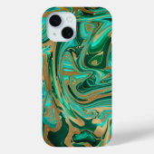 Groene en goudvloeibare marmer Case-Mate iPhone case (Achterkant)