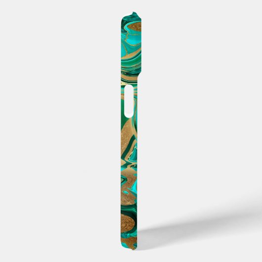 Groene en goudvloeibare marmer Case-Mate iPhone case (Achterkant / Rechts)
