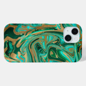 Groene en goudvloeibare marmer Case-Mate iPhone case (Achterkant (horizontaal))