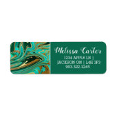 Groene en goudvloeibare marmer etiket (Voorkant)