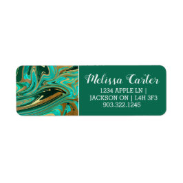 Groene en goudvloeibare marmer etiket