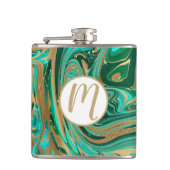 Groene en goudvloeibare marmer heupfles (Voorkant)