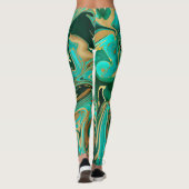 Groene en goudvloeibare marmer leggings (Achterkant)